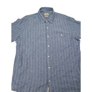 Weatherproof Vintage‎ Men's Short Sleeve Blue Button Down Washable Linen XL